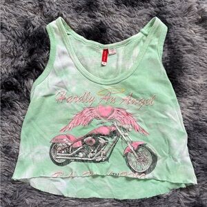 Green Hardly An Angel Biker Tank Top